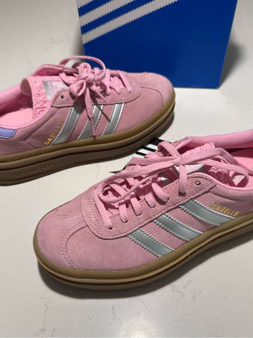 adidas Gazelle Bold J True Pink Silver Purple JH5539 Size 5Y / Women Size 6.5